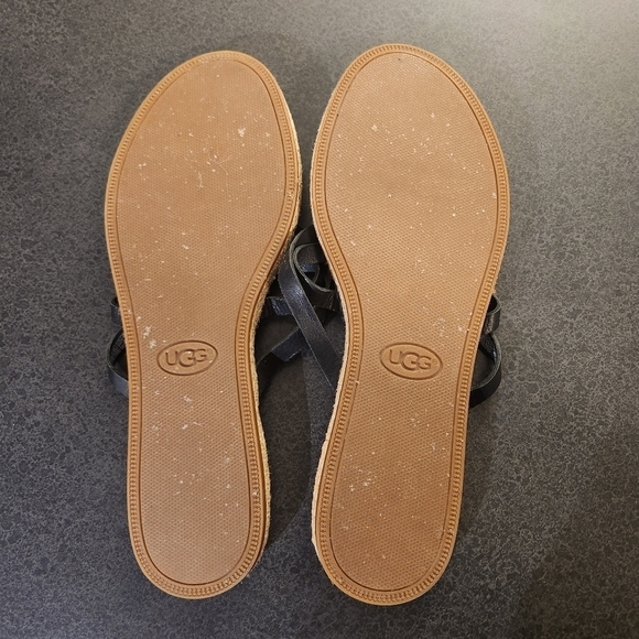 UGG Women's Annice Flip Flop BlackLeather and Jute Size 10 - Picture 11 of 12